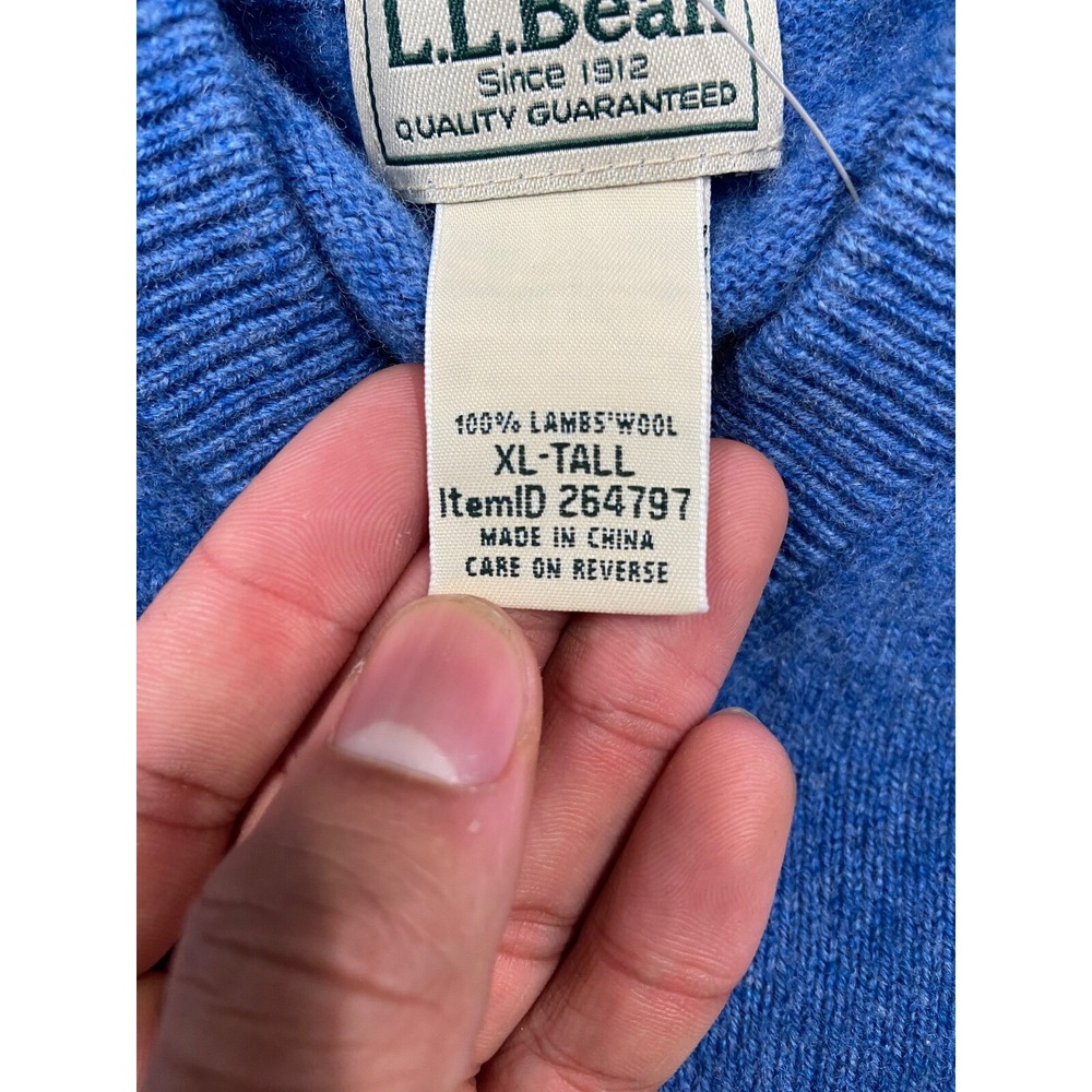 L.L. Bean Sweater Vest Mens XXL Tall 2XLT 100% Lambs‎ Wool Blue Golf Outdoor EUC - Picture 5 of 6